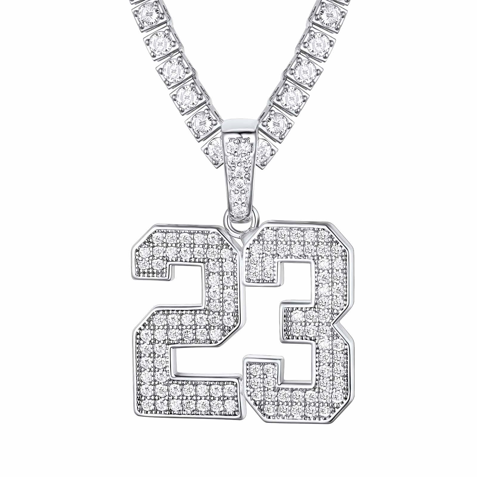 Sports Jersey 2 Numbers Necklace Cubic Zirconia