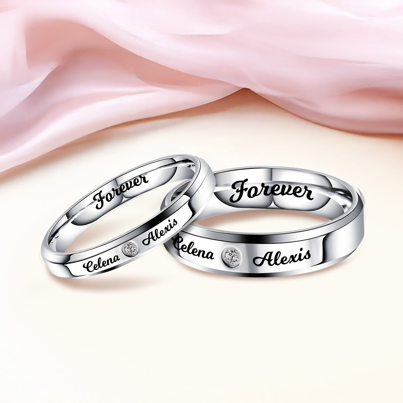 Personalized Engraved Promise Rings for Couple