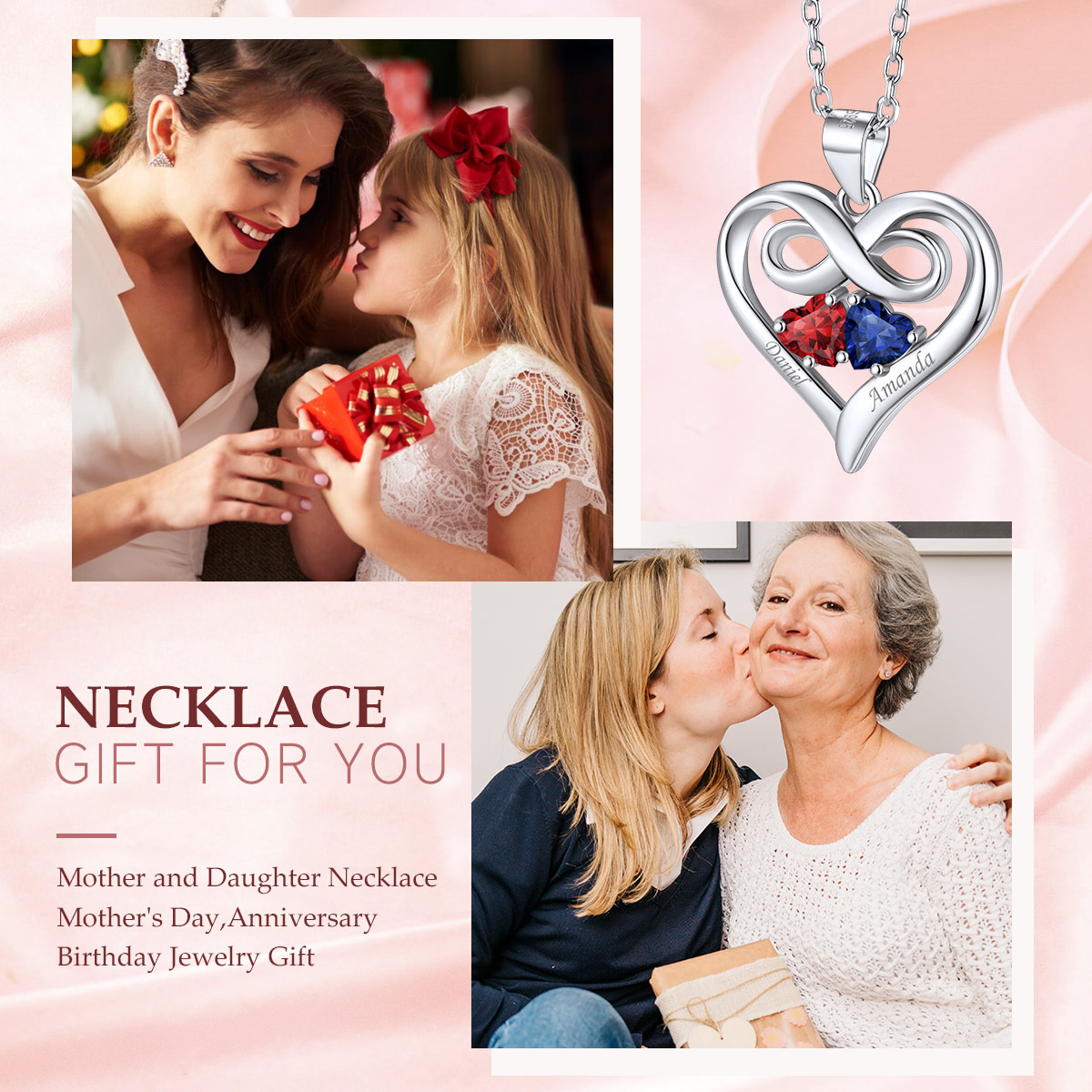 sterling silver infinity birthstone necklace gift