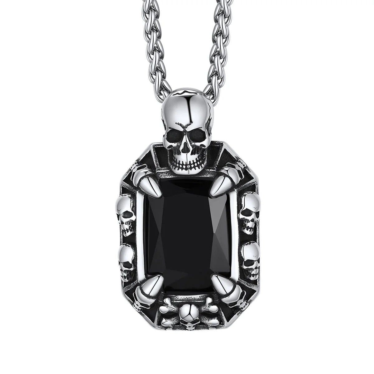 Gothic Stone Skull Necklace