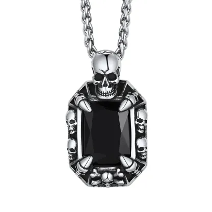 Gothic Stone Skull Necklace
