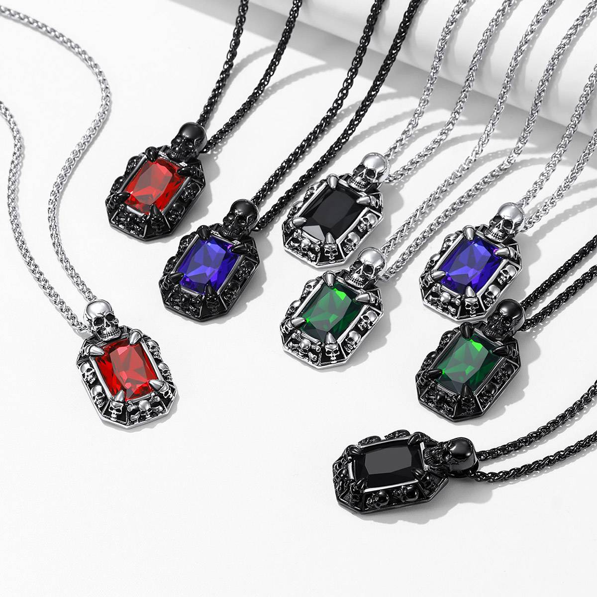 Stone Skull Pendant Necklace in Different Color