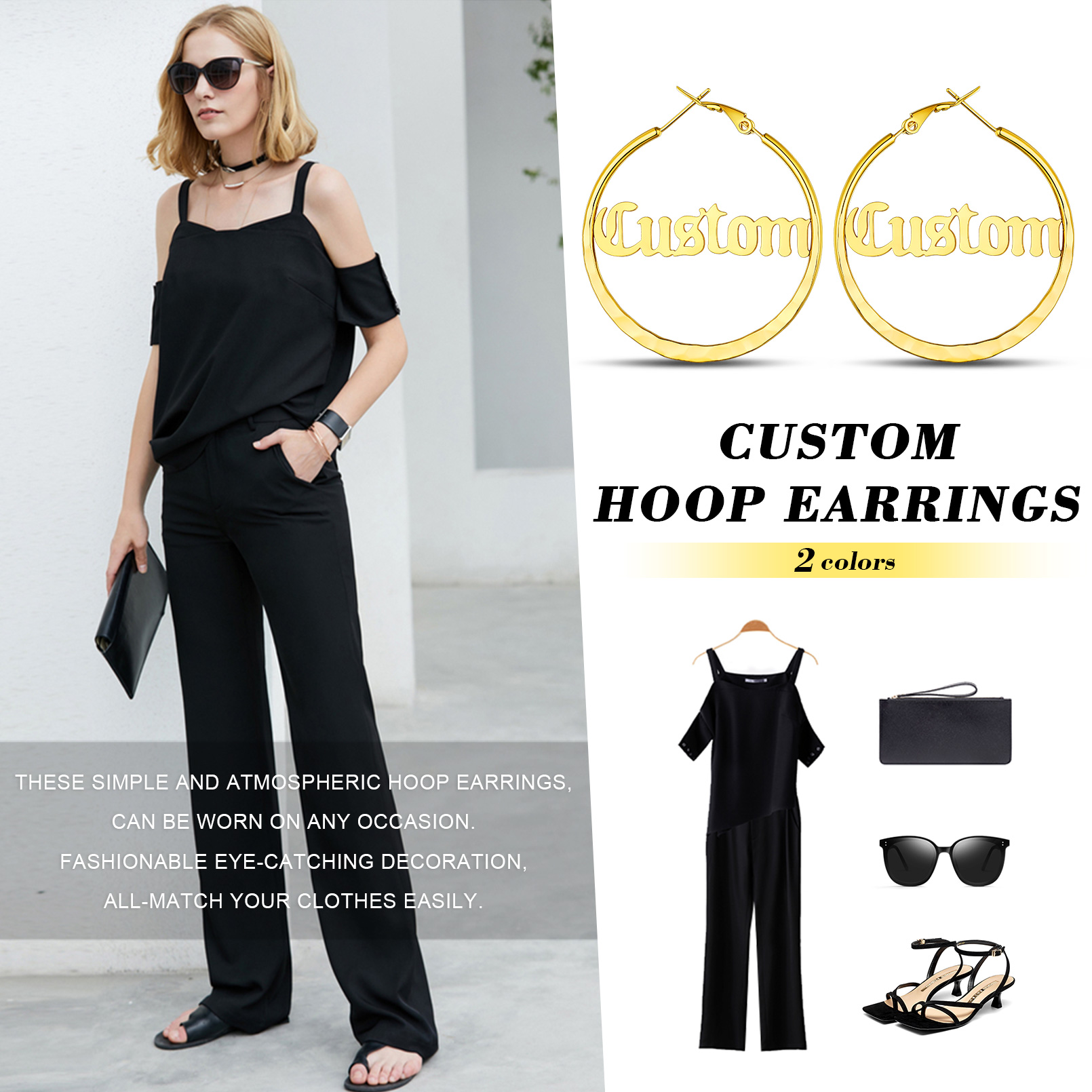  Custom Name Circle Hoop Earrings for Women 