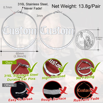  Custom Double Name Circle Hoop Earrings for Women high quality