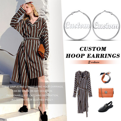 Personalized Name Large Hoop Earrings 40/50/70mm