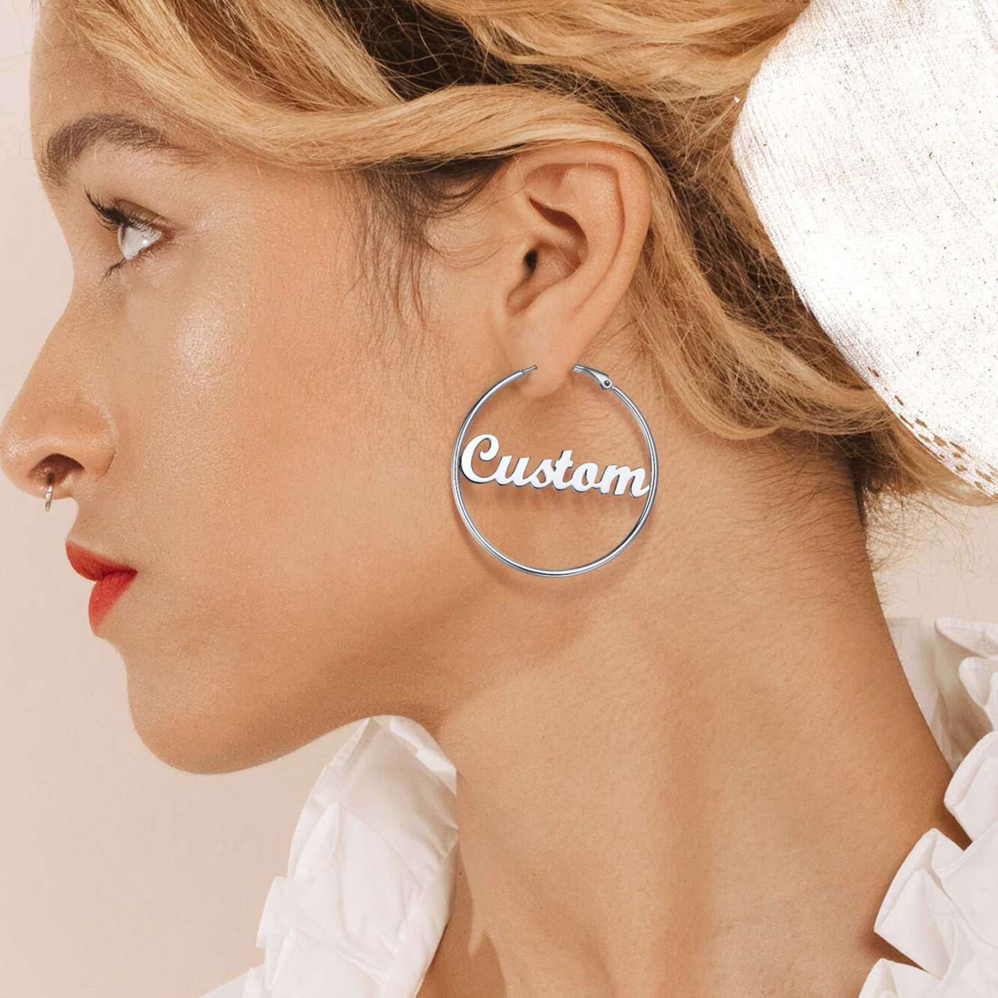 Personalized Name Large Hoop Earrings 40/50/70mm model