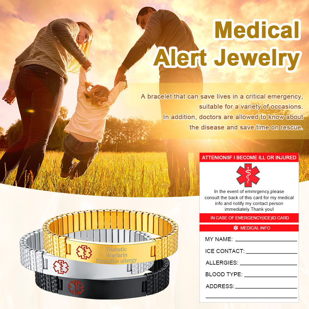 Custom Medical Alert ID Tags Bracelet