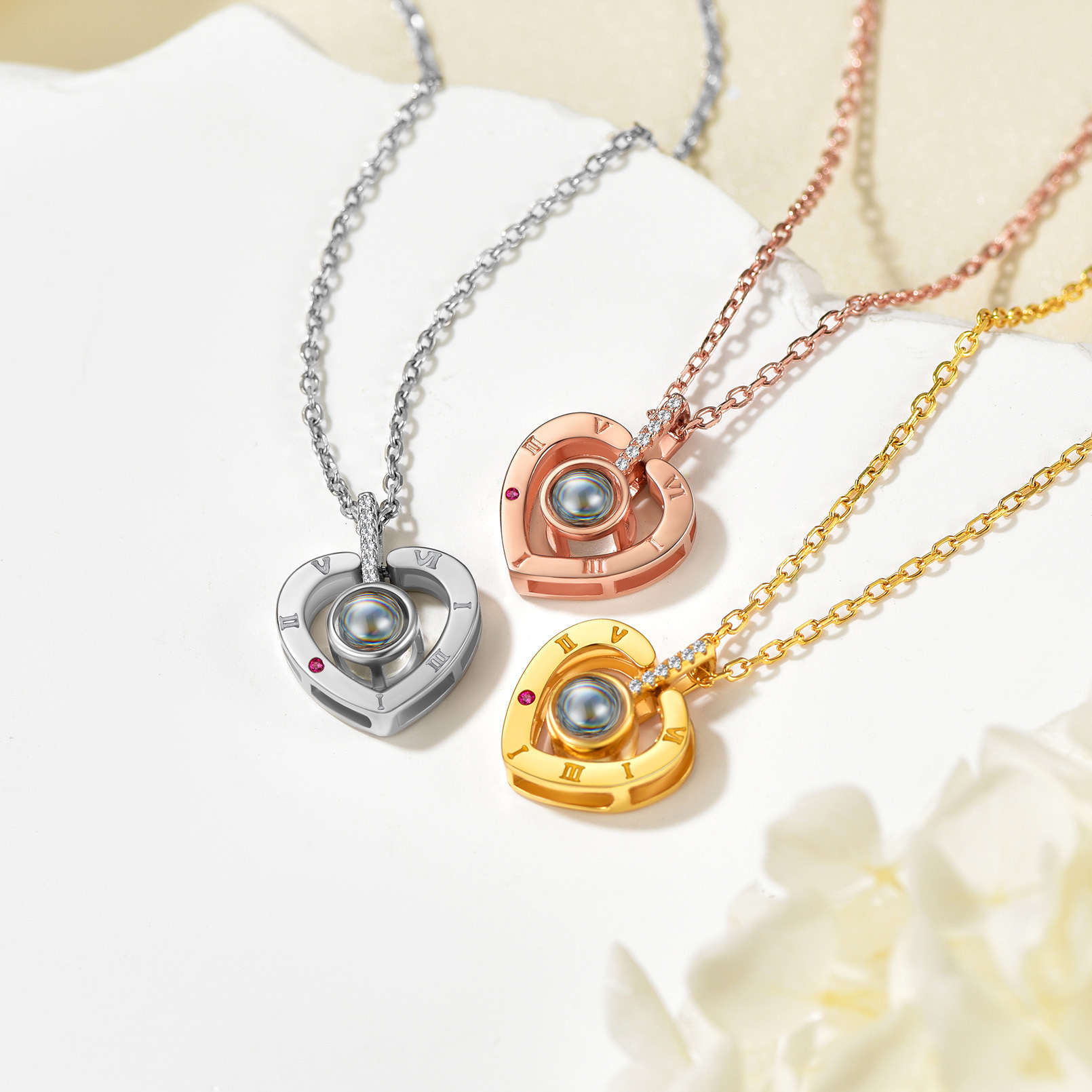 Personalized Photo Projection Heart Pendant Necklace collection