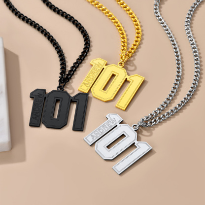 Personalized Engraved Number Pendant Necklace collection