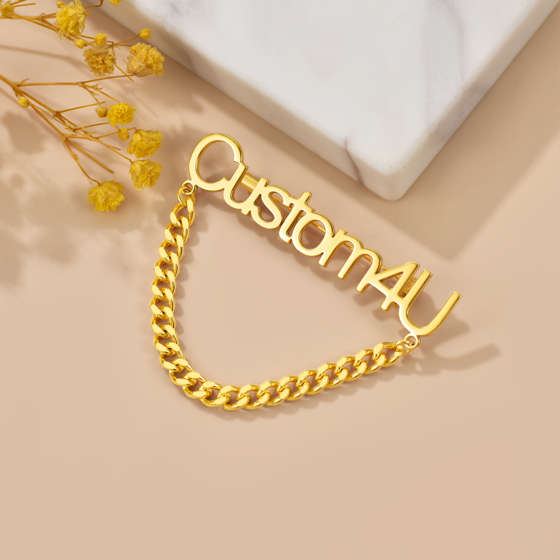 Personalized Engraved Name Pin Brooch for Women Men occasion gold