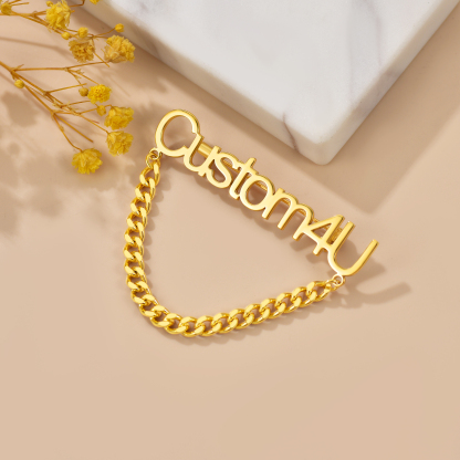 Personalized Engraved Name Pin Brooch for Women Men occasion gold
