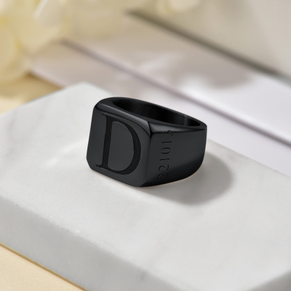 Personalized Name Signet Ring for Men occasion black