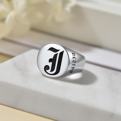 Custom Name Oval Signet Ring for Men Memorial Gifts occasion silver