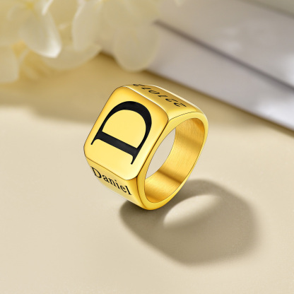 Personalized Name Signet Ring for Men occasion gold