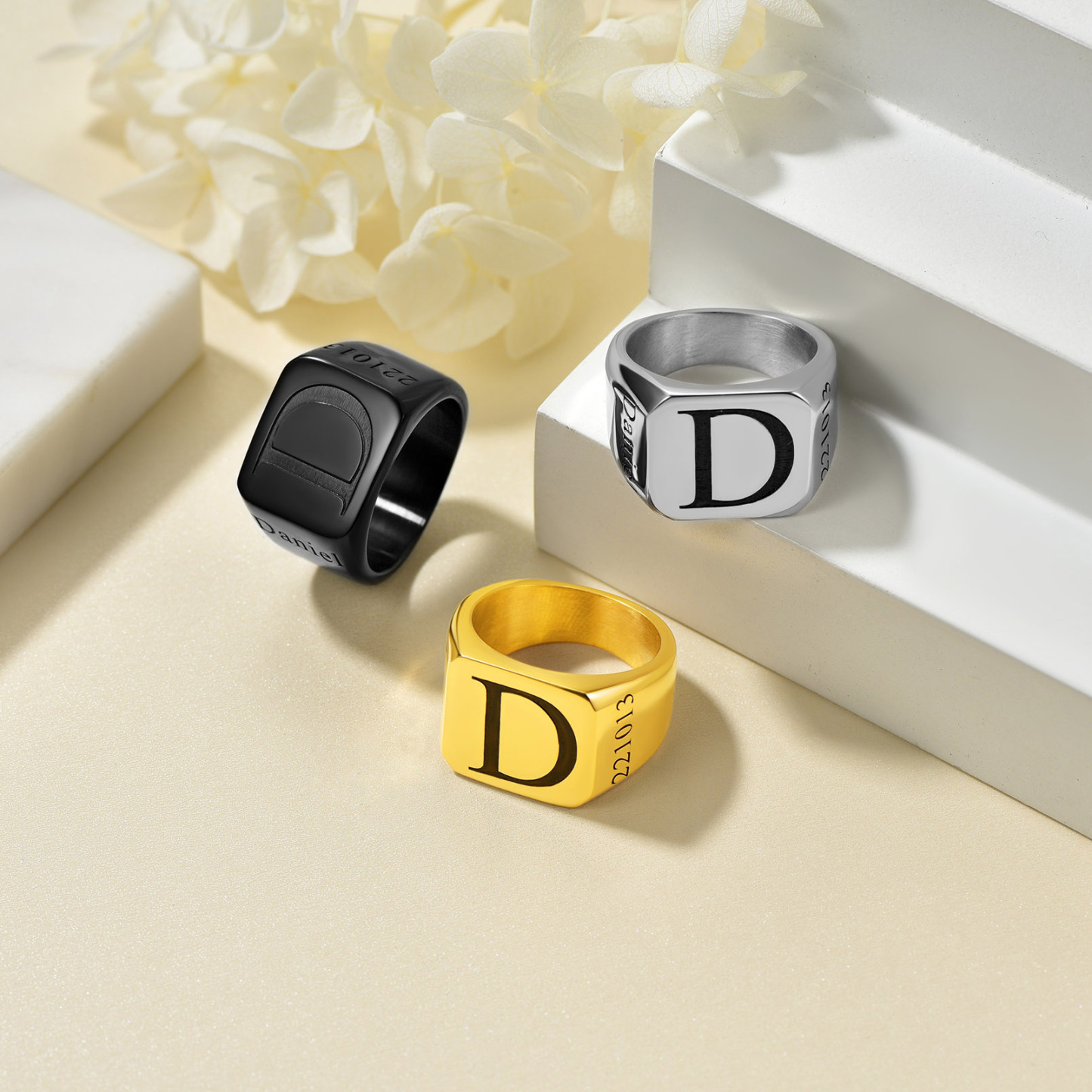 Personalized Name Signet Ring for Men collection