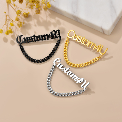 Personalized Engraved Name Pin Brooch for Women Men collection color