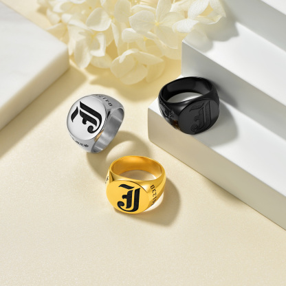 Custom Name Oval Signet Ring for Men Memorial Gifts collection