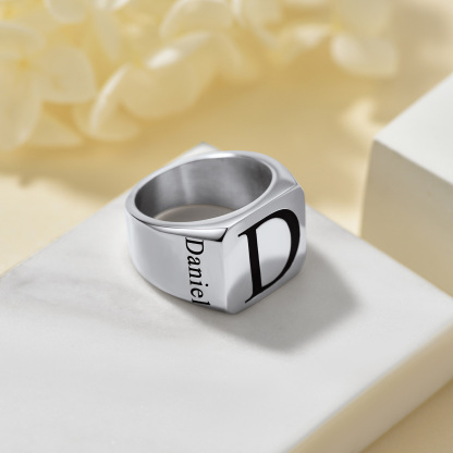 Personalized Name Signet Ring for Men occasion silver