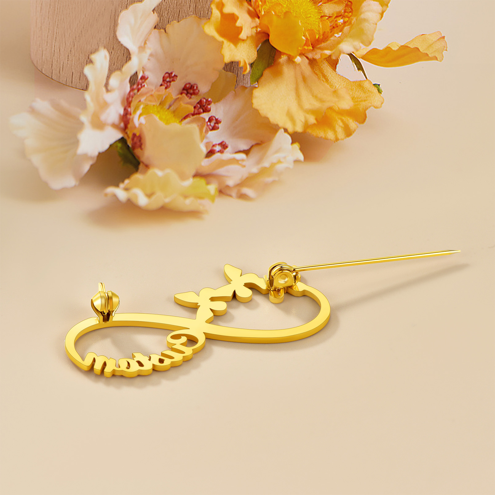 Custom Made Infinity Name Tag Pins for Women occasion gold