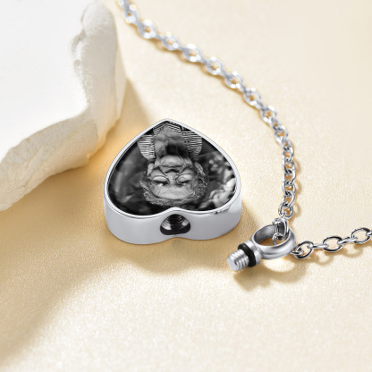 Personalized Photo Heart Urn Necklace for Ashes 