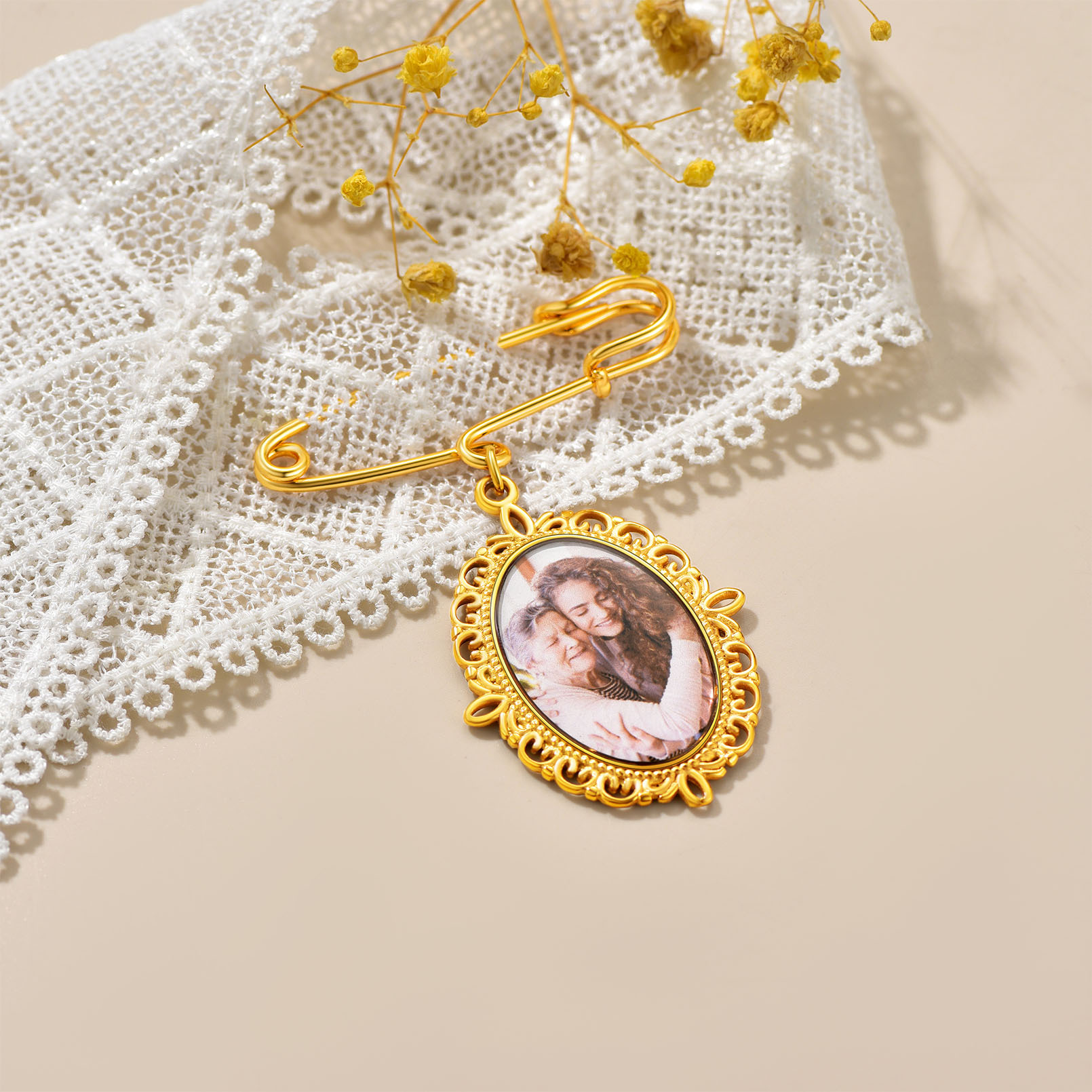 Wedding Bouquet Photo Charms Customized with 1-4 Pictures occasion gold