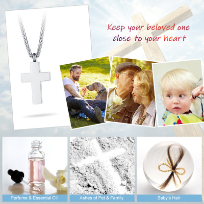 Custom Engraved Cross Urn Necklace for Ashes 