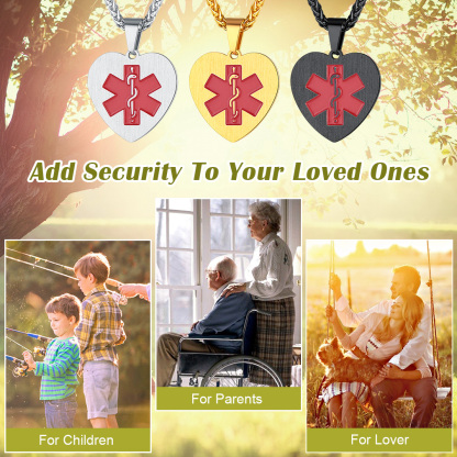 Custom Engraved Medical ID Medical Alert Necklace for love ones