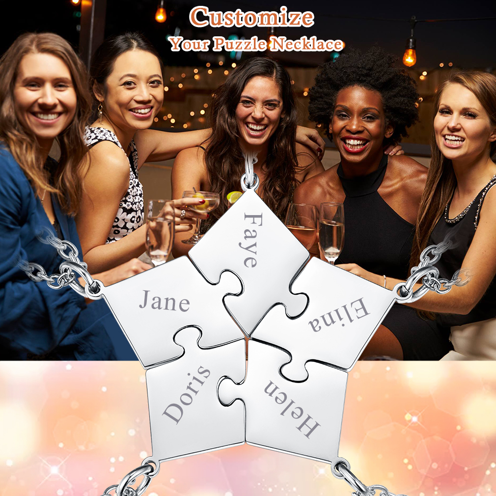 Name Puzzle Stitching Necklace for Family/Friends