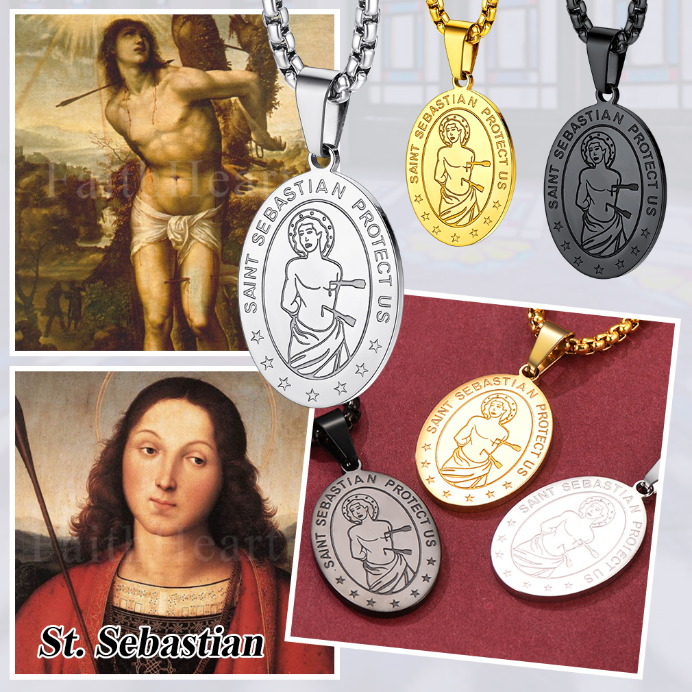 Custom Name Engraved Saint Sebastian Necklace