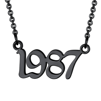 Personalized Name Pendant Necklaces Number black