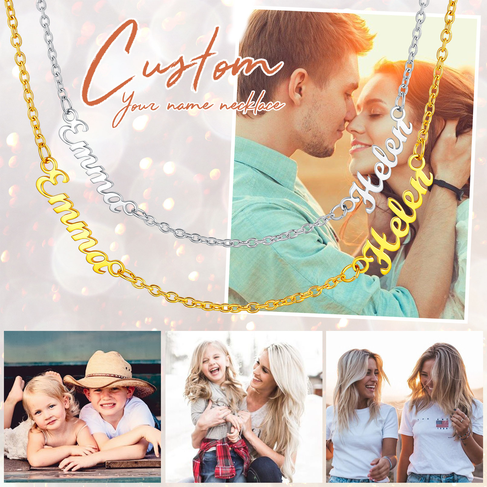Custom 1-5 Names Necklaces for Women scene