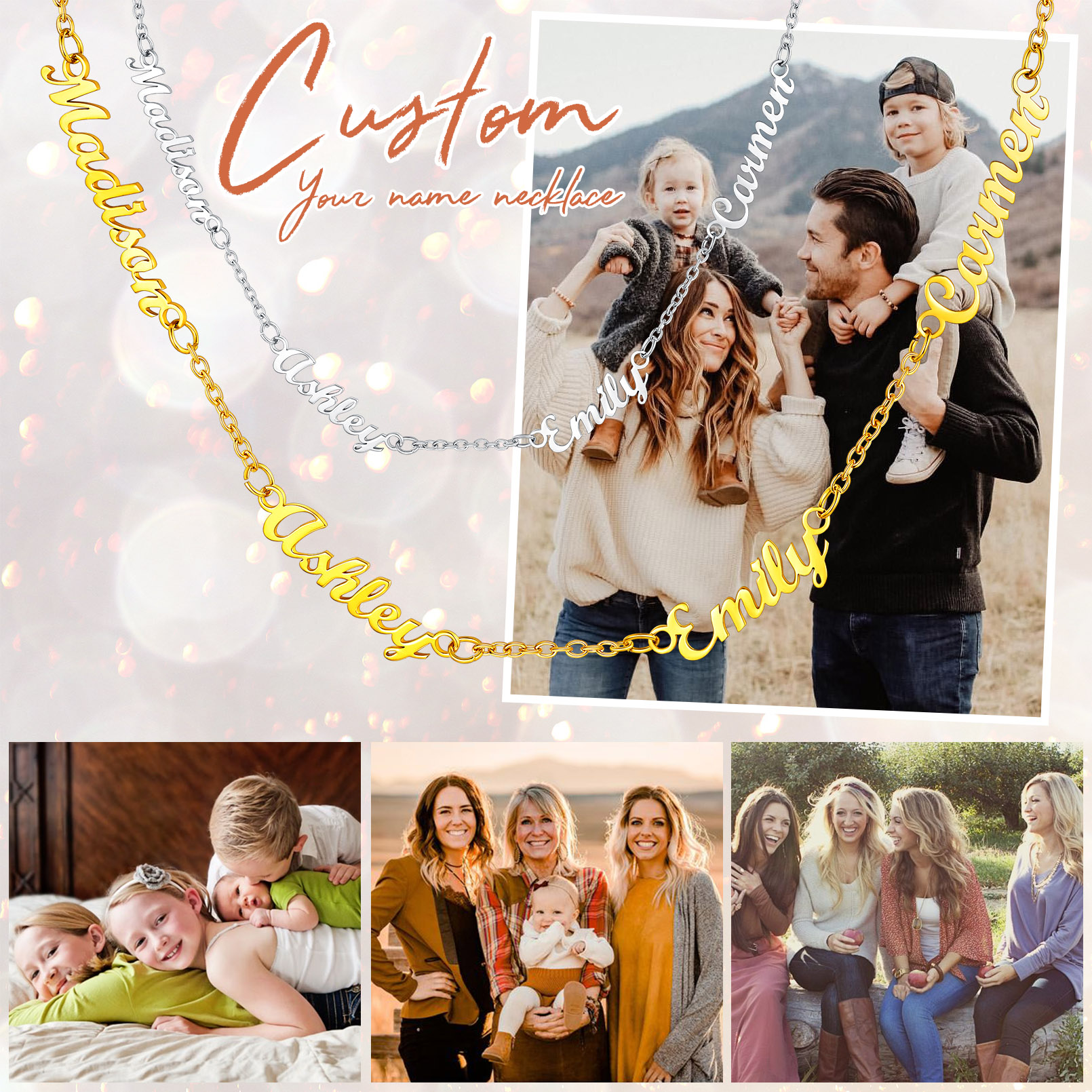 Custom 1-5 Names Choker Necklaces scene