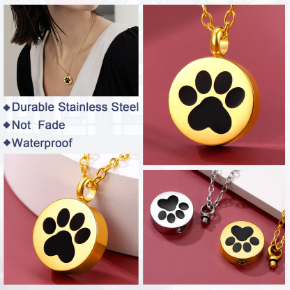 Paw Urn Cremation Pendant Necklace for Pet Ashes model