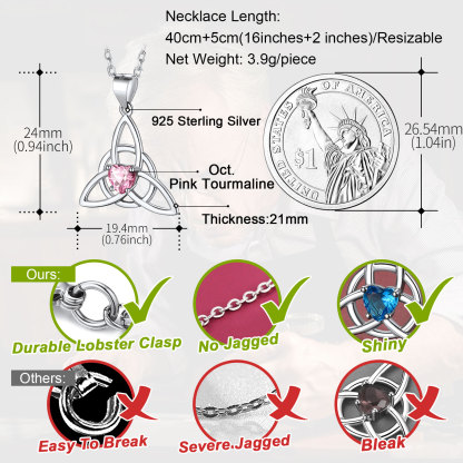 Birthstone Celtic Knot Necklace for Women detail