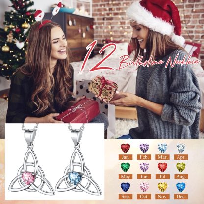 Birthstone Celtic Knot Pendant Necklace for Women 12 months