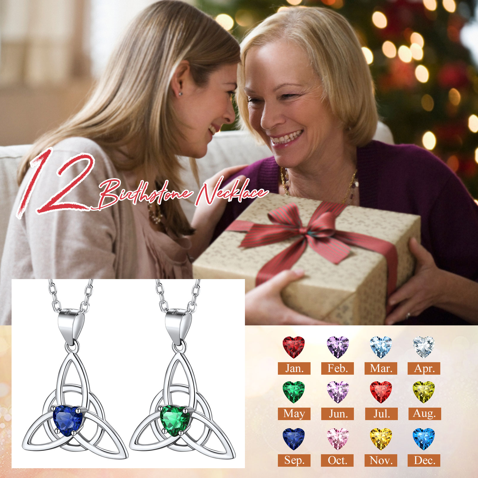 Birthstone Celtic Knot Pendant Necklace for Women gift