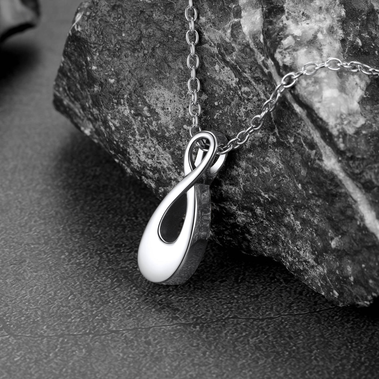 Custom Engraved Urn Cremation Infinity Necklace for Ashes occasion silver