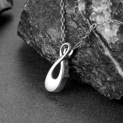Custom Engraved Urn Cremation Infinity Necklace for Ashes occasion silver