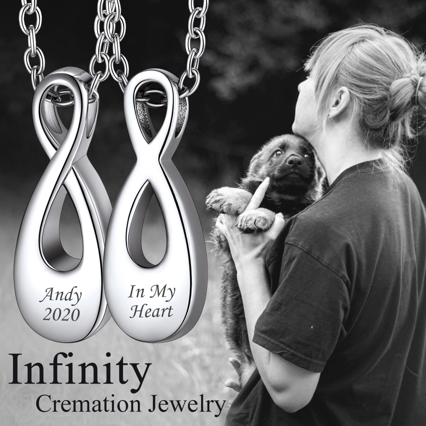 Custom Engraved Urn Cremation Infinity Necklace