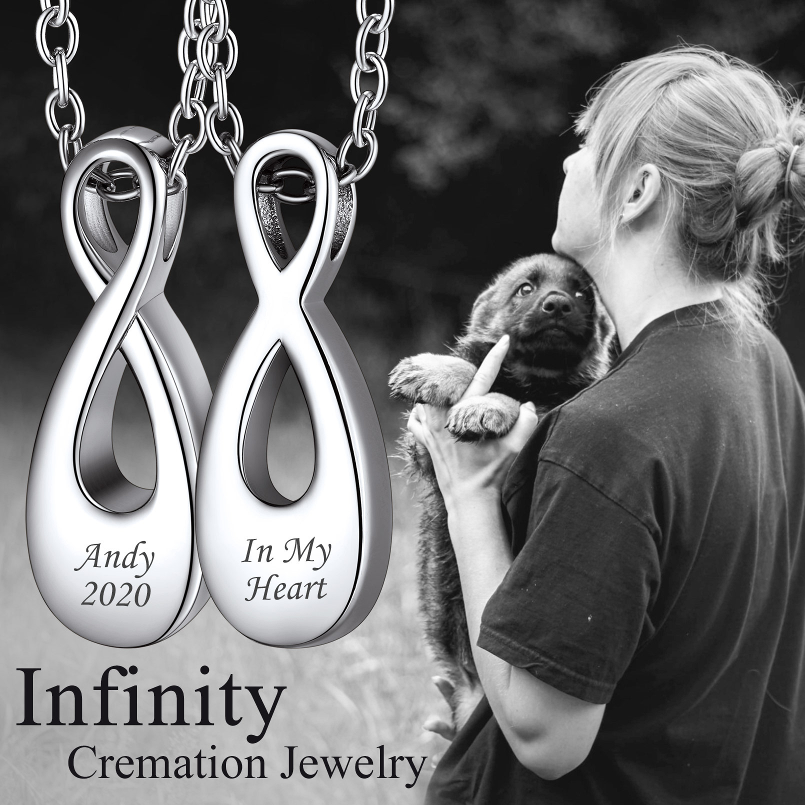 Custom Engraved Urn Cremation Infinity Necklace