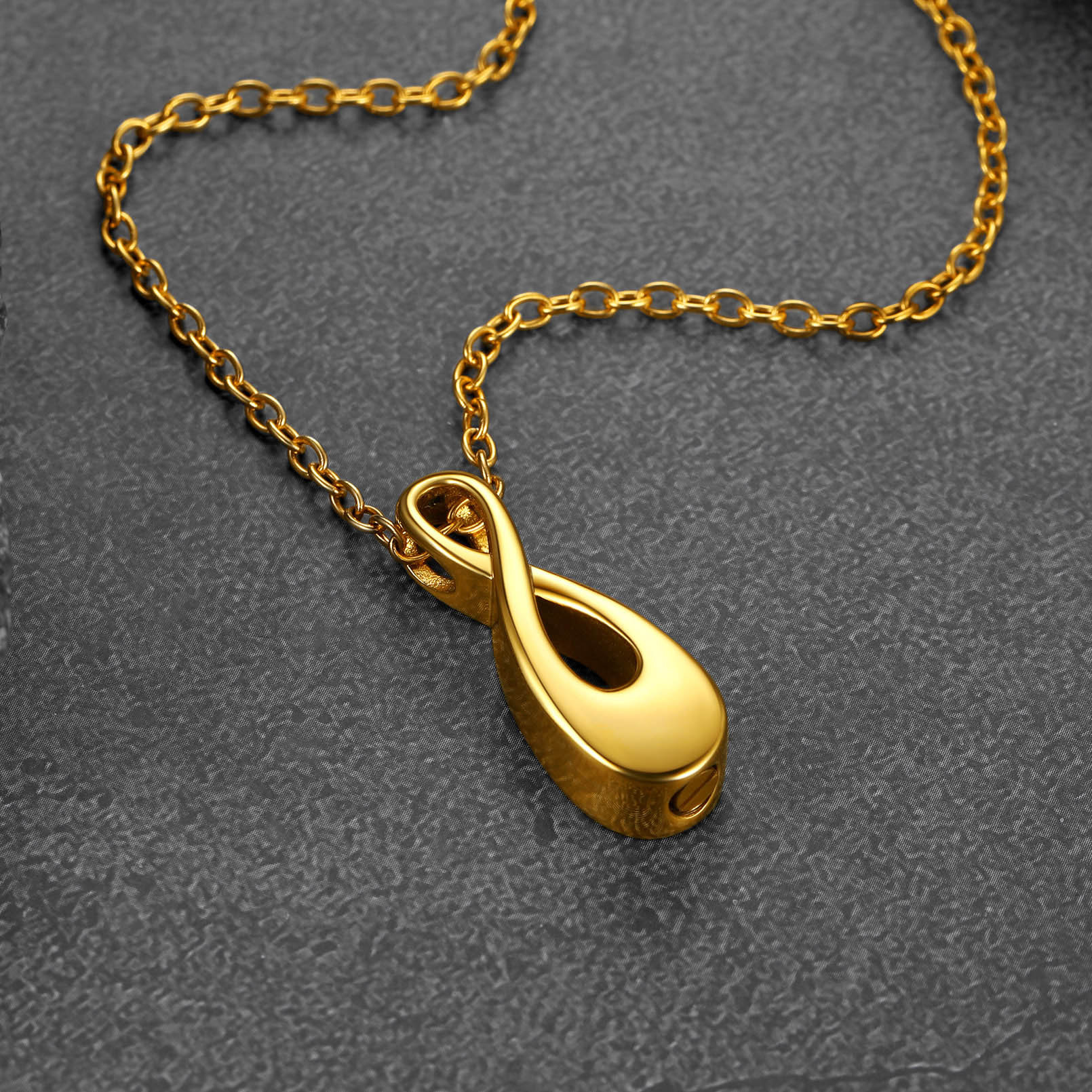 Custom Engraved Urn Cremation Infinity Necklace for Ashes occasion black