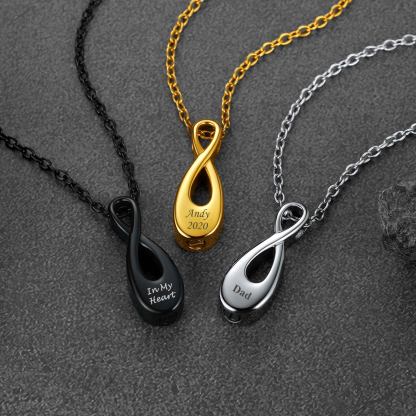 Custom Engraved Urn Cremation Infinity Necklace for Ashes collection