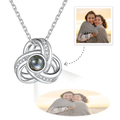 Triple Love Knot Photo Projection Necklace for Women