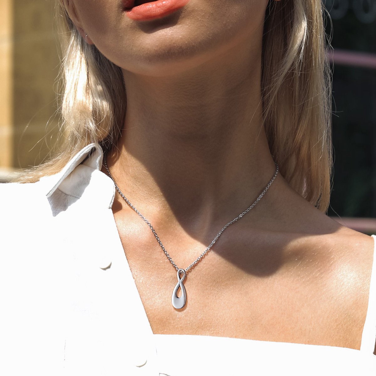 Custom Engraved Urn Cremation Infinity Necklace for Ashes model