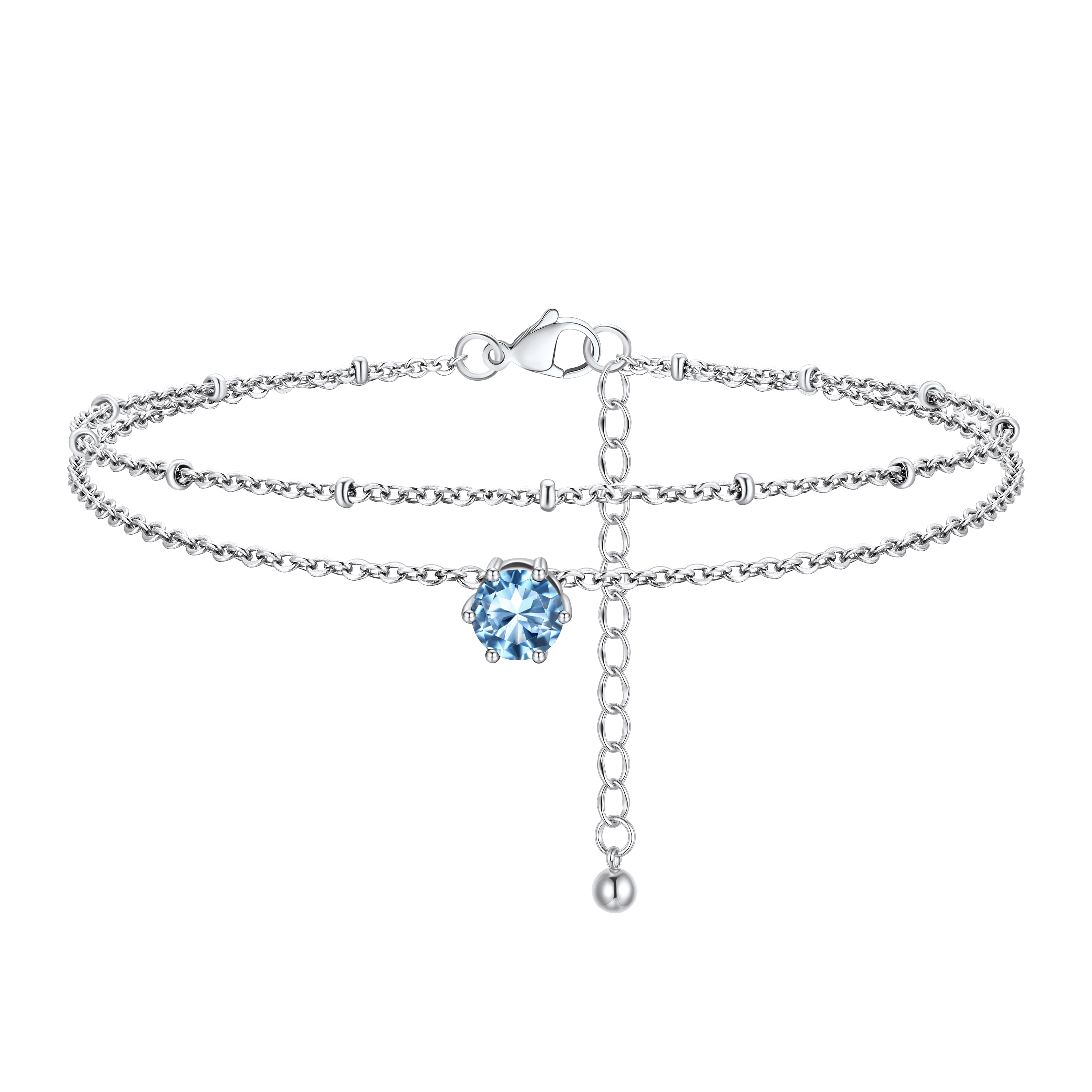 Personalized Round Birthstone Anklet for Women