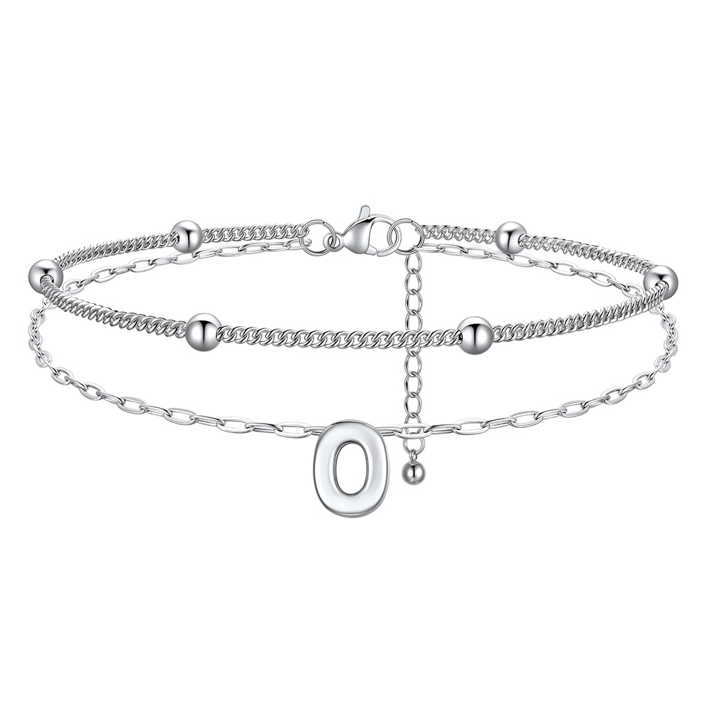 Bubble Initial Layered Anklet for Women O