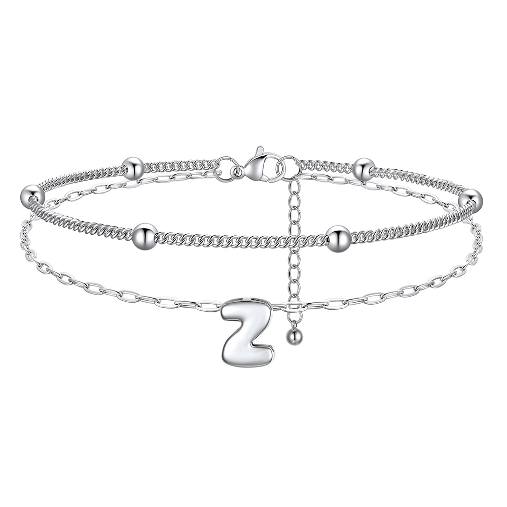 Bubble Initial Layered Anklet for Women Z