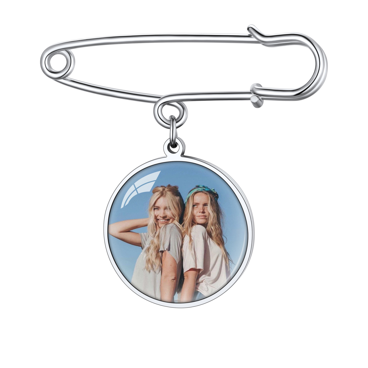 Custom Picture Wedding Bouquet Photo Brooch Memorial Pins silver