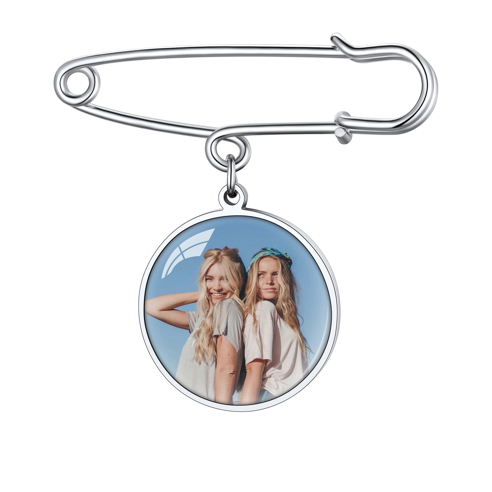 Custom Picture Wedding Bouquet Photo Brooch Memorial Pins silver