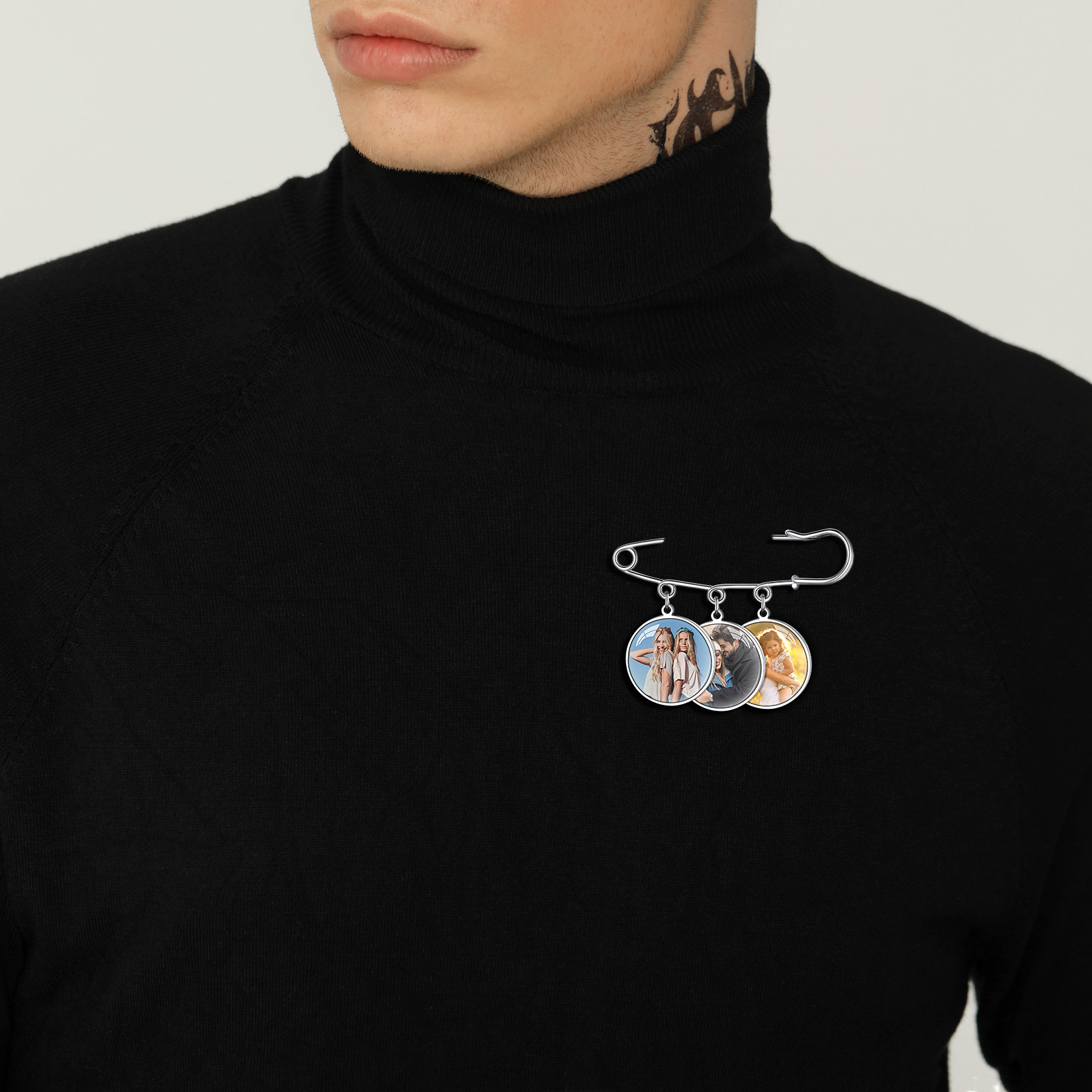 Custom Picture Wedding Bouquet Photo Brooch Memorial Pins model